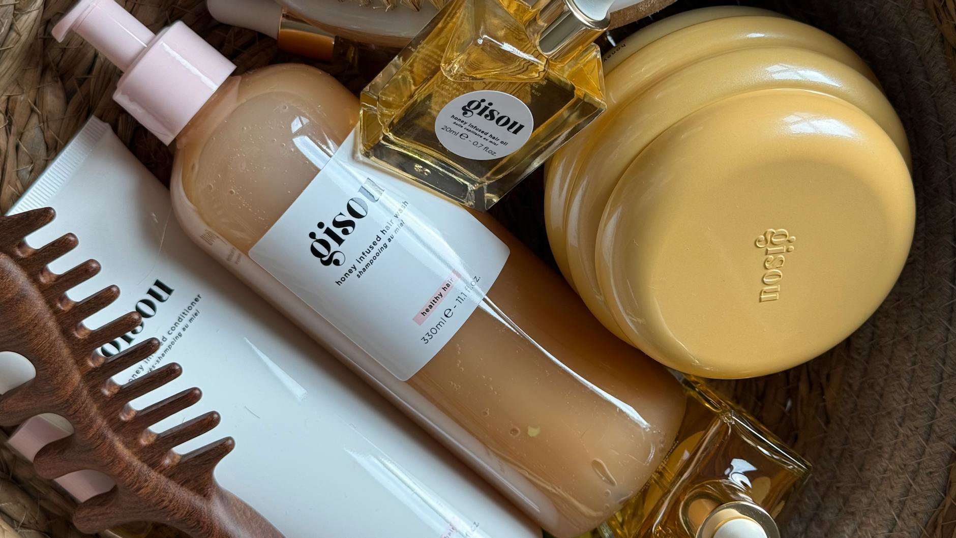 haircare products on bathroom counter bond repair treatment