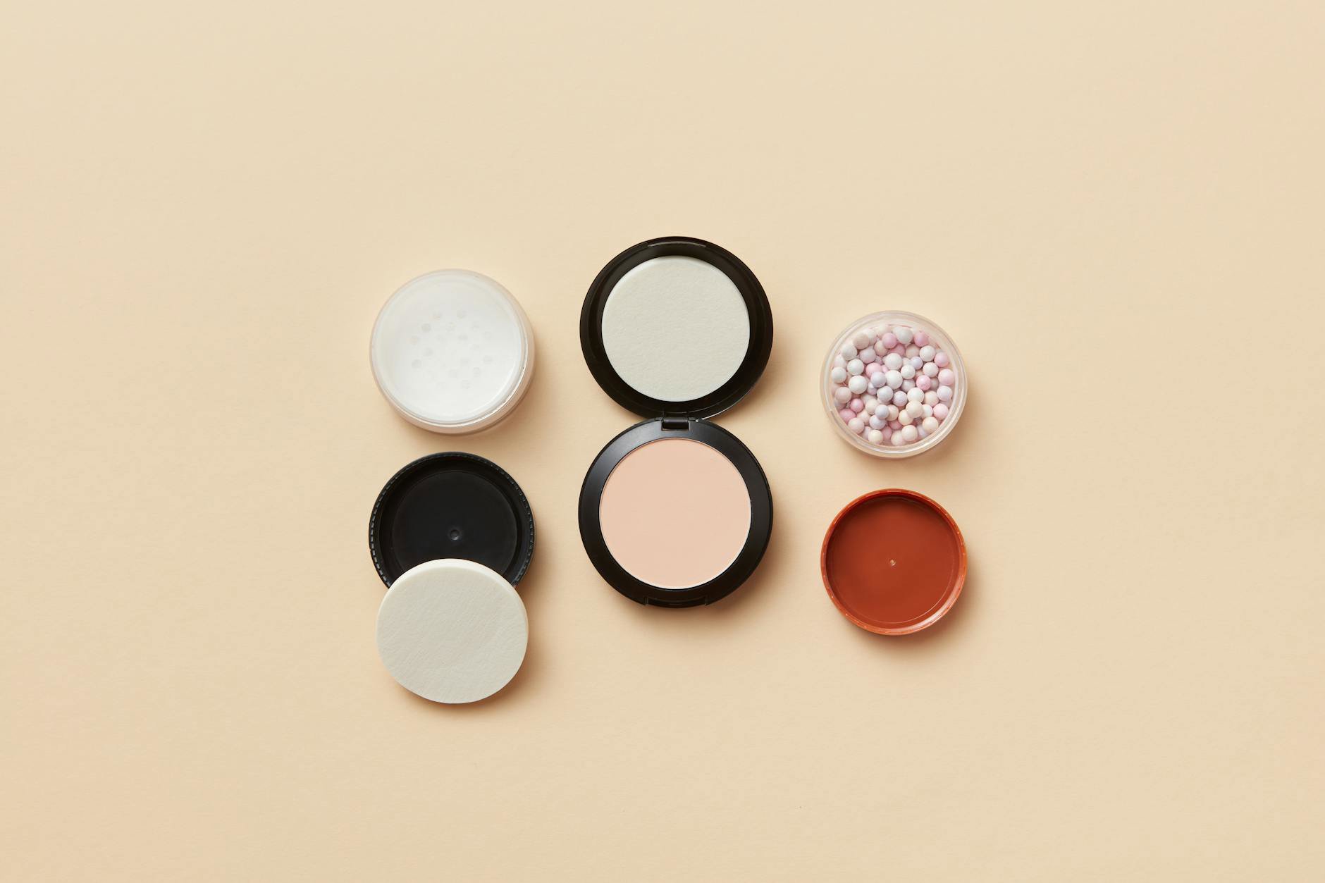 soft focus makeup powder compact flatlay