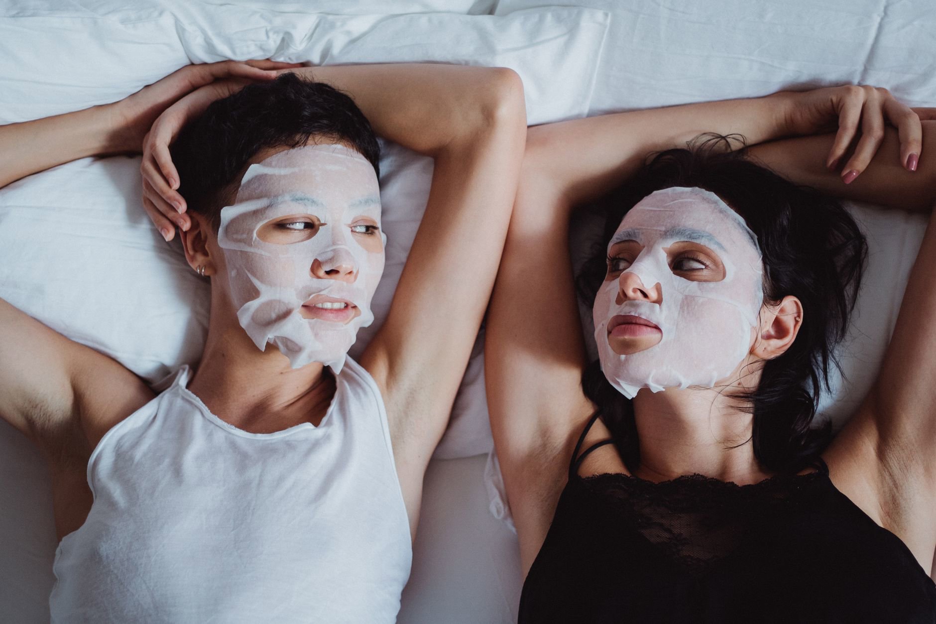 sheet mask flatlay skincare