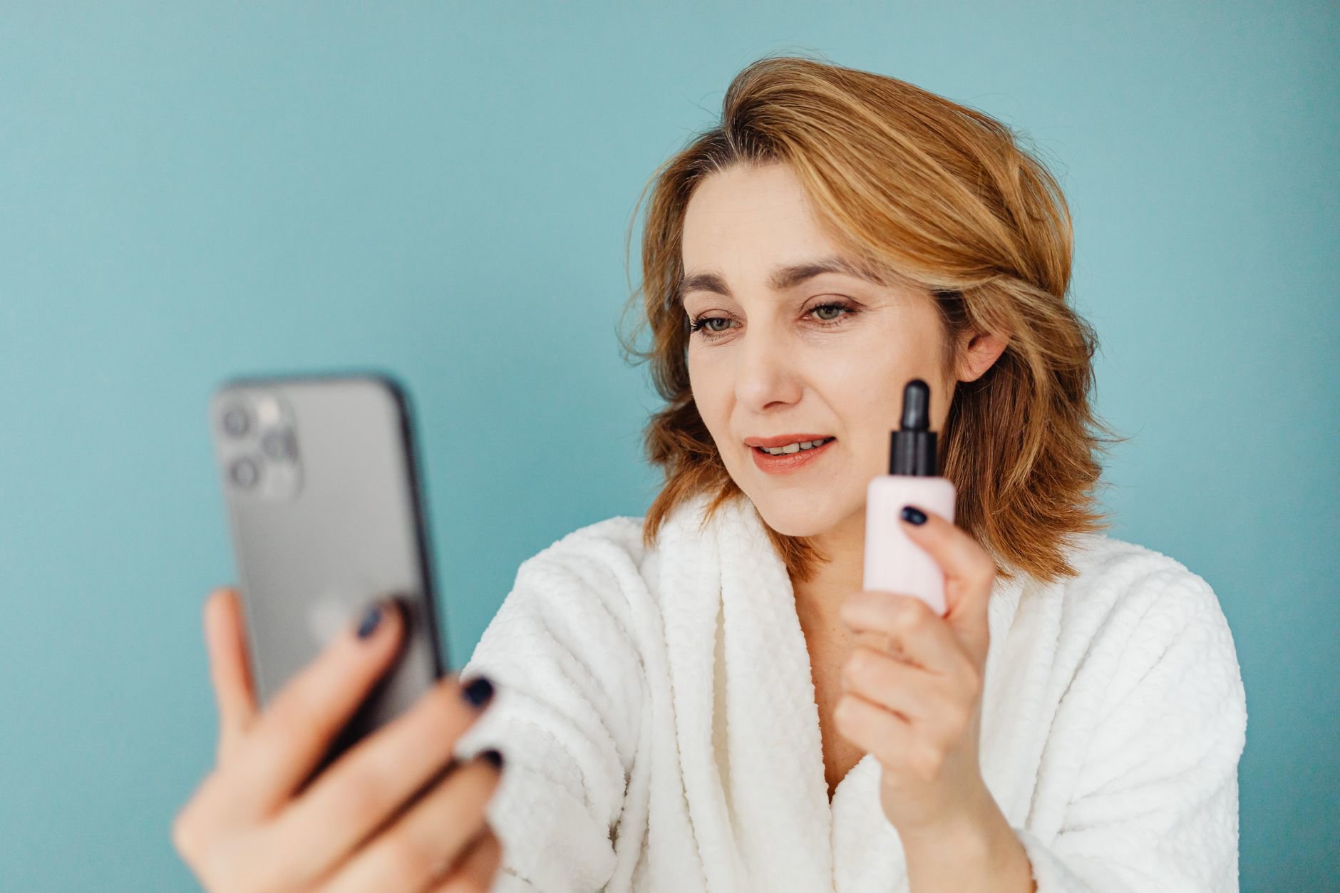 woman skincare shopping checklist phone