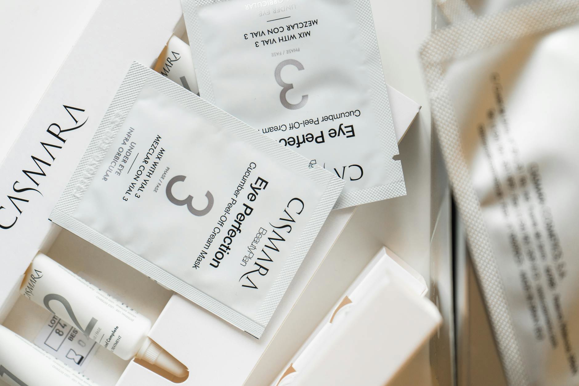 sheet mask sachets flatlay expiry date