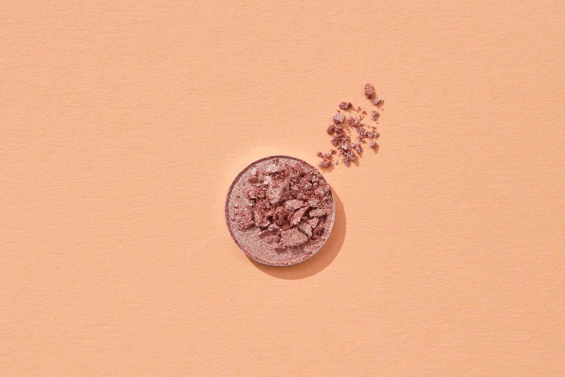 hardpan on pressed powder blush surface