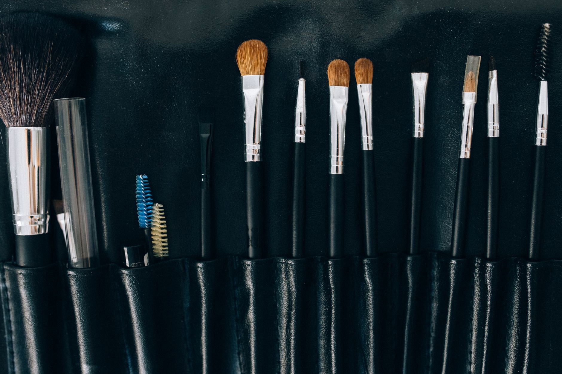 drugstore mascara wands flatlay on vanity