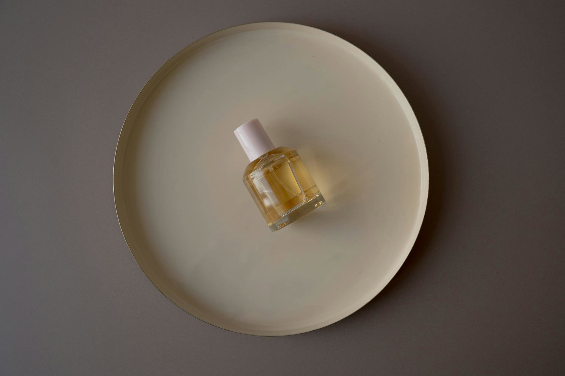 perfume flatlay on vanity tray
