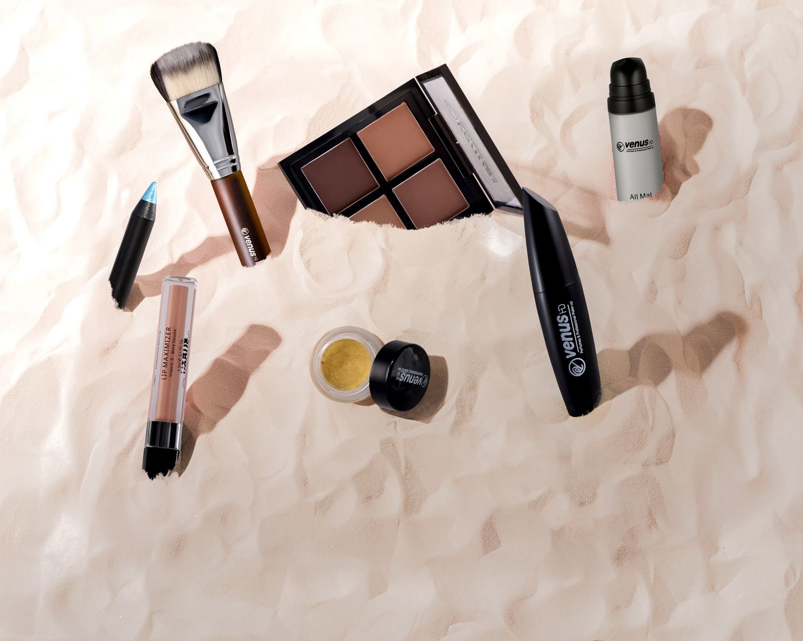 liquid eyeliner pen flatlay on vanity