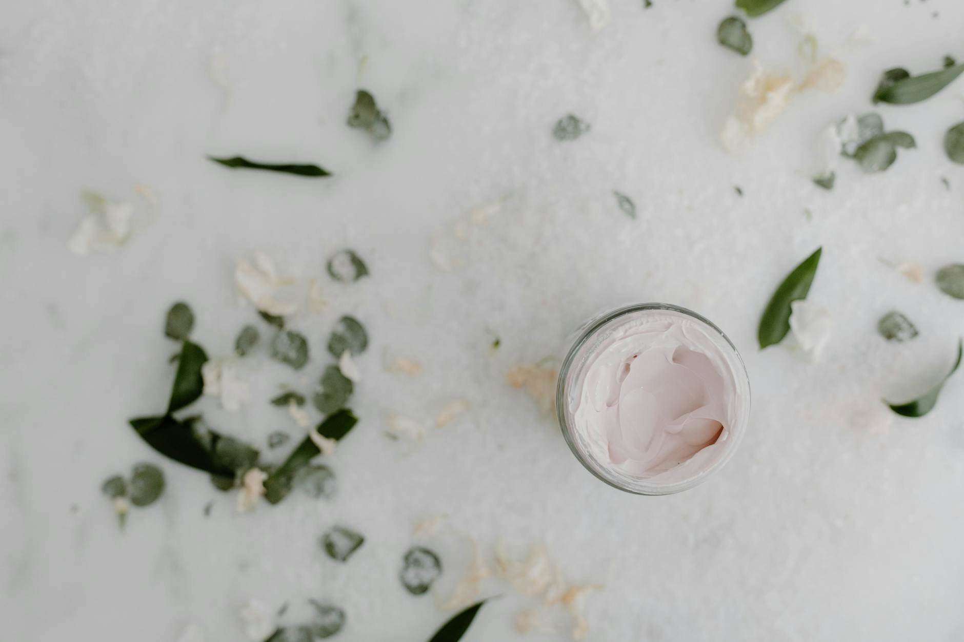 Korean skincare jelly texture jar flatlay