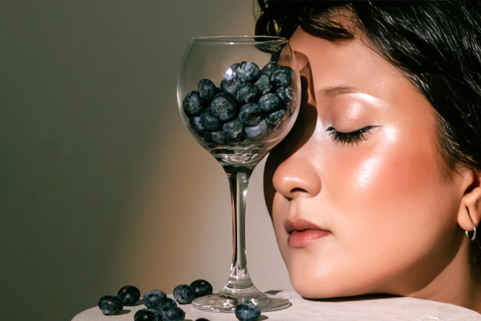 woman with glass skin glow close up