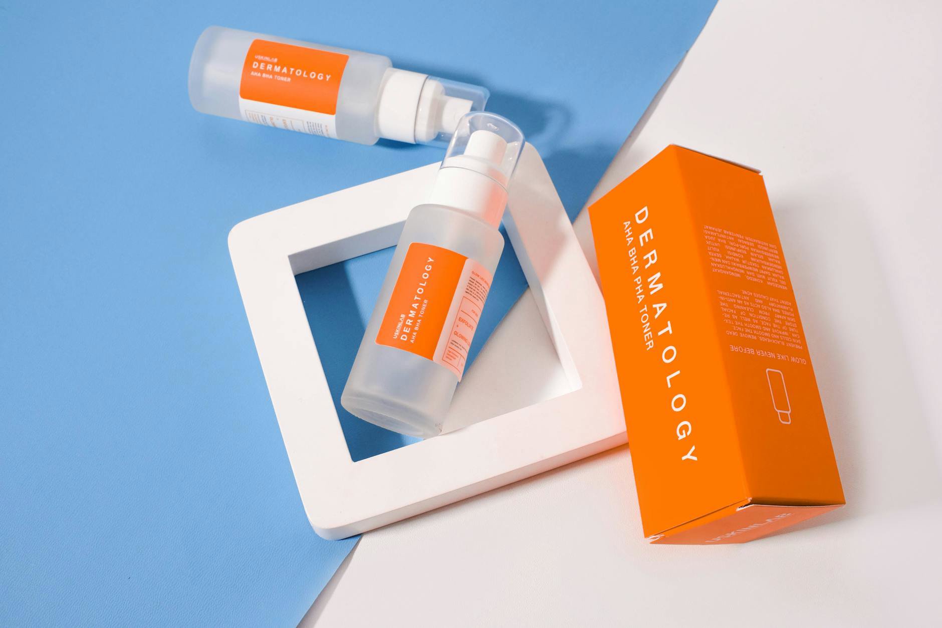 Korean skincare toner serum routine flatlay