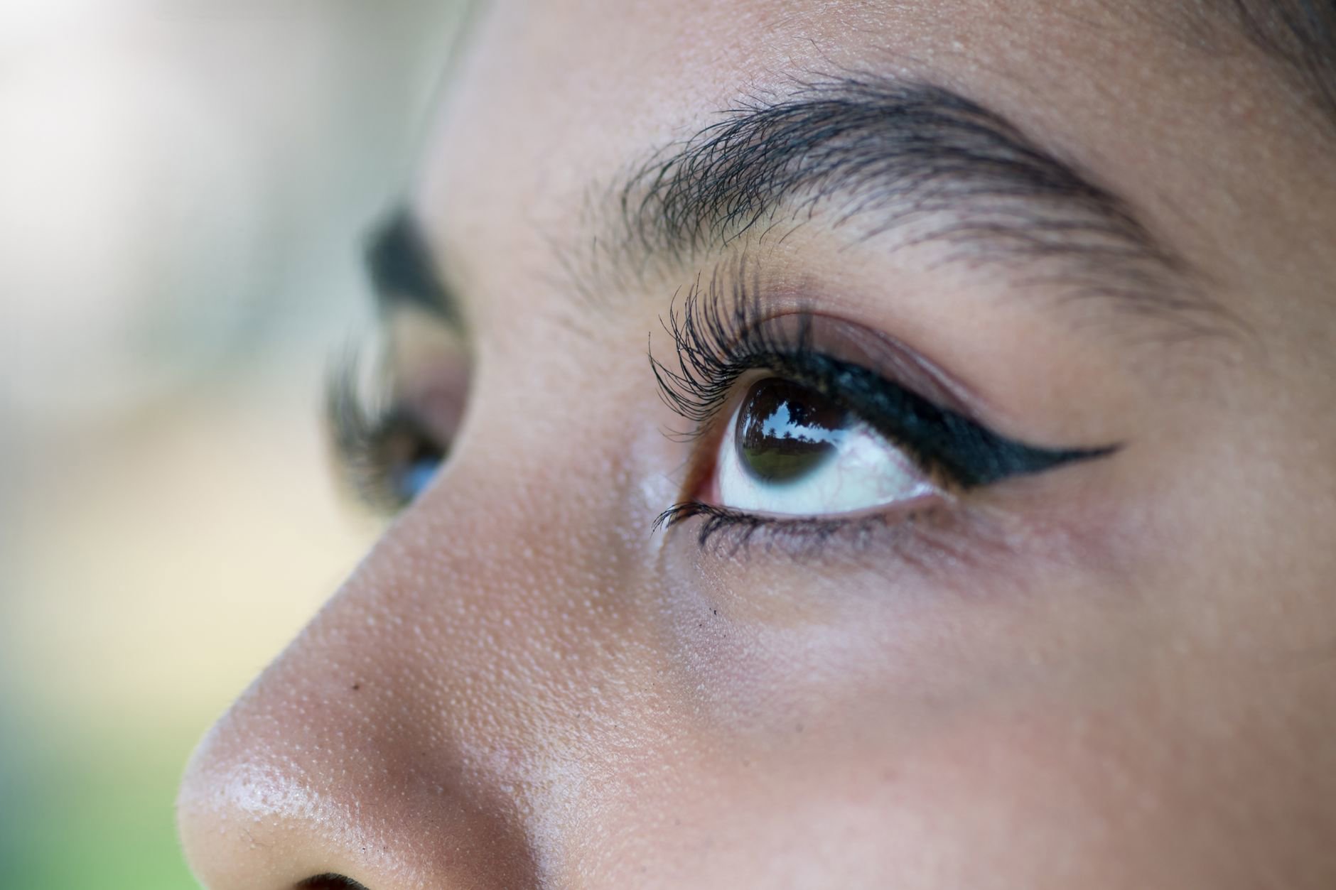 winged eyeliner close up eye look