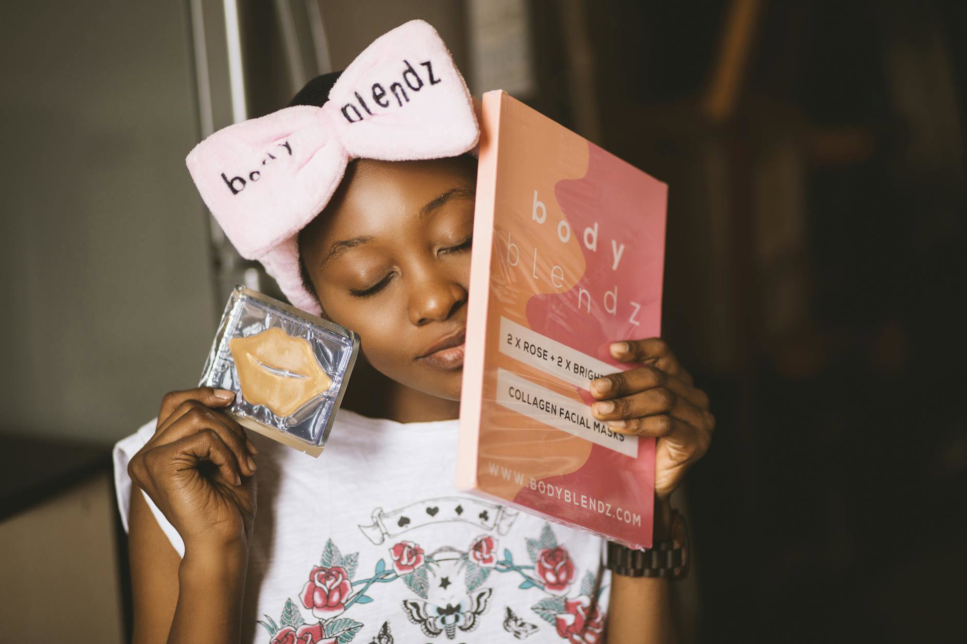 collagen sheet mask skincare flatlay