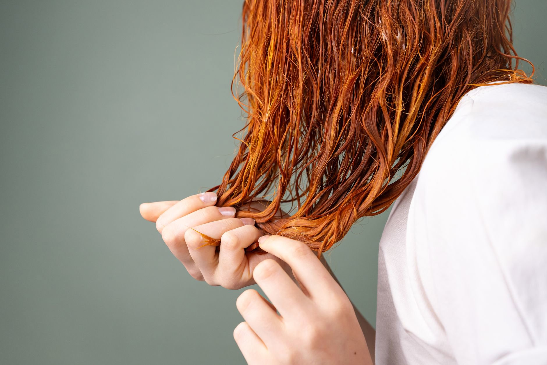 hair strand close up protein treatment concept