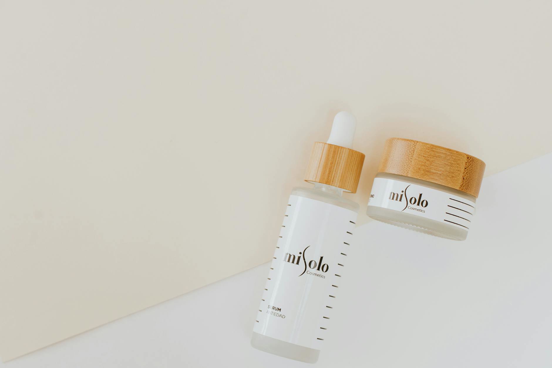 skincare products flatlay white background