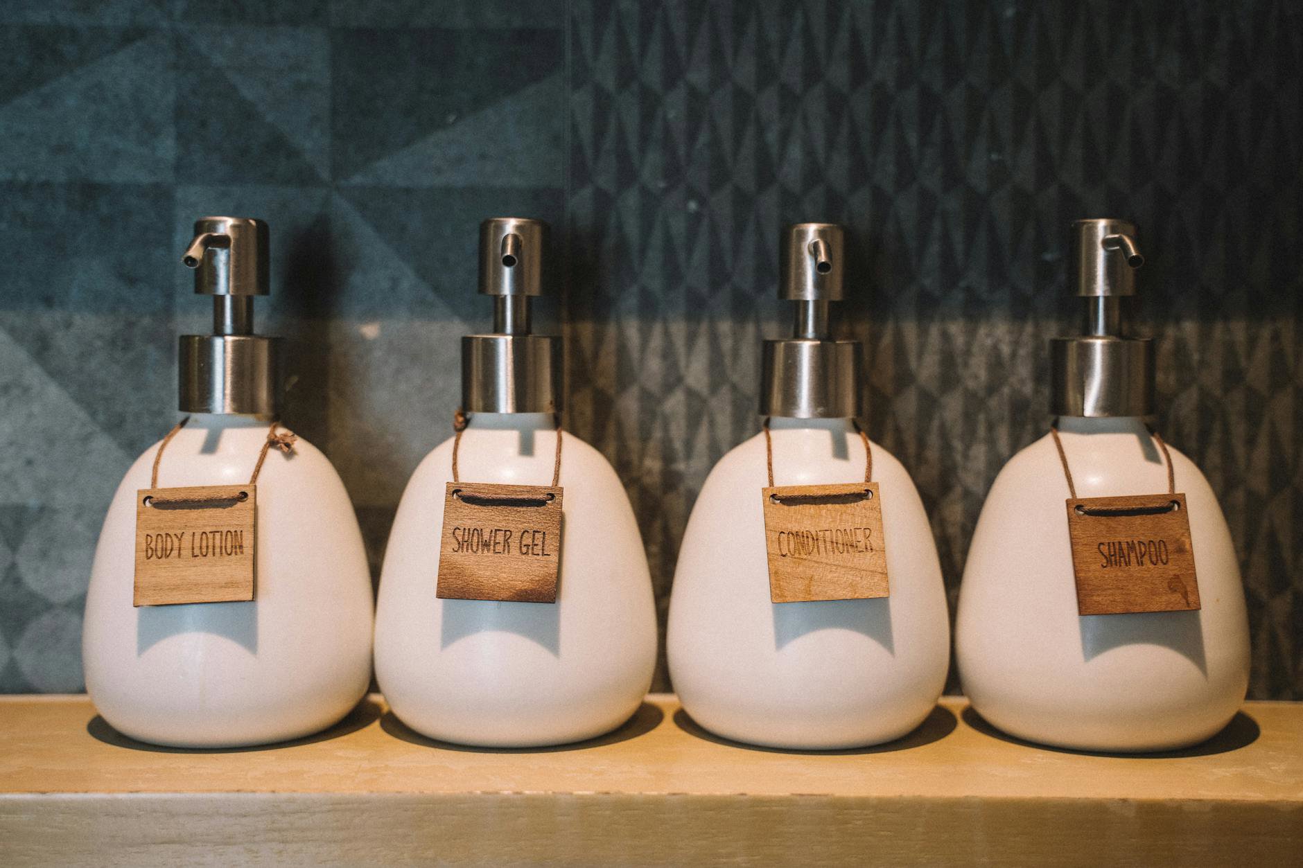 shampoo bottle bathroom shelf minimal