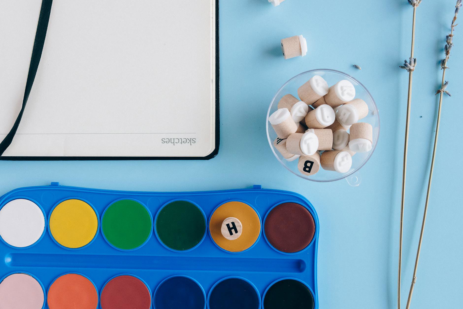 pastel eyeshadow palette flatlay watercolor
