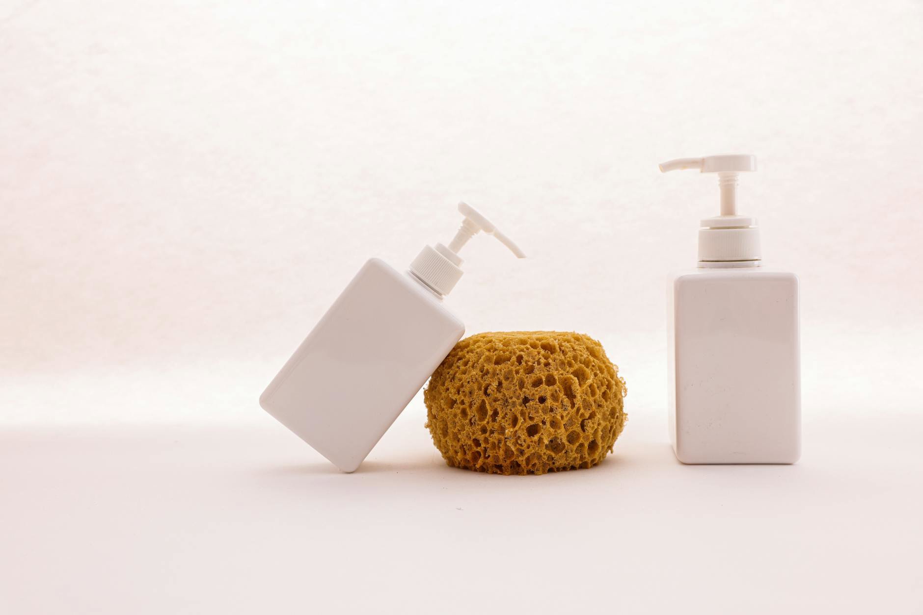 cleanser pump bottle bathroom counter minimal