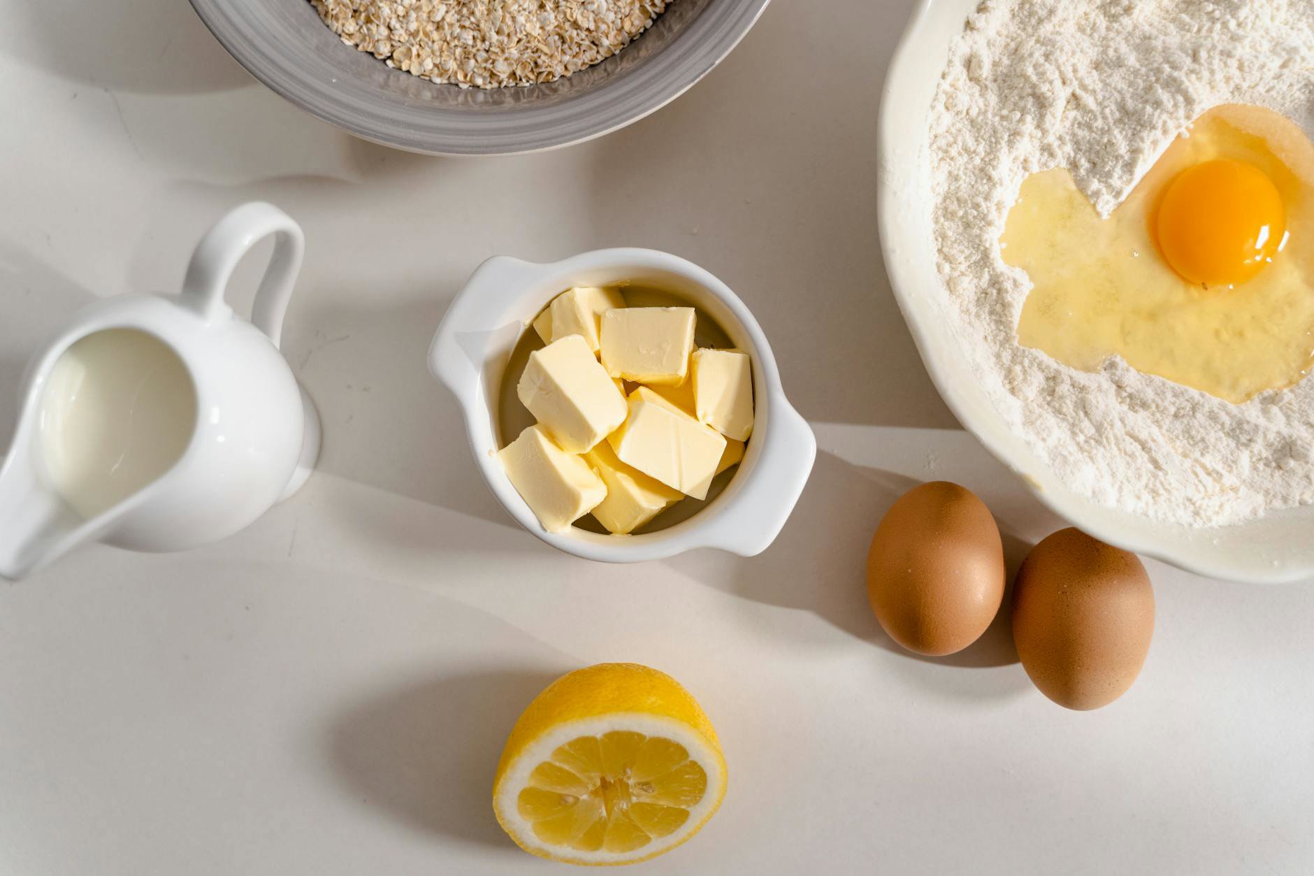 skincare ingredients flatlay glycerin shea butter oatmeal