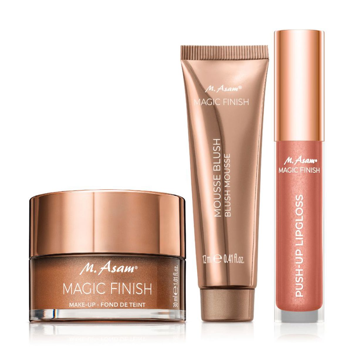 asambeauty Magic Finish Fond De Teint Mousse Classique, Blush Mousse Et Gloss À Lèvres