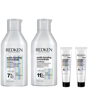 Redken Acidic Bonding Concentrate Shampoo And Conditioner  With Leave-In Treatment 2 X , Bond Repair For Damaged Hair