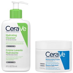 CeraVe Daily Deep Hydration 2-Step Routine, Cleanser And Moisturiser With Hyaluronic Acid