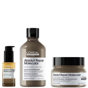 L'Oréal Professionnel Absolut Repair Molecular Shampoo, Hair Mask & Bi-Phase Hair Oil For Damaged Hair