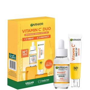 Garnier Vitamin C Brightening Serum & Glow Uv Fluid Spf 50+ Face Duo