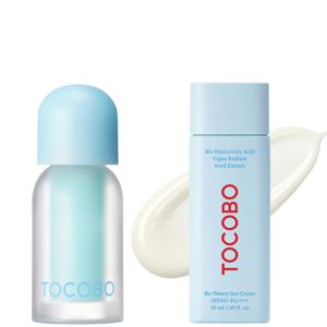 Tocobo turing a fluid sunscreen and plumping lip oil