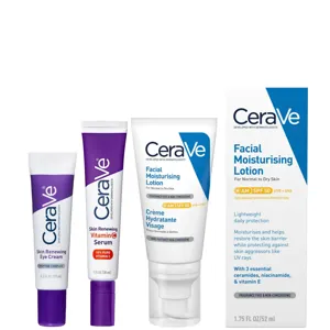 CeraVe Daily Care Routine For First Signs Of Ageing, Eye Cream, Vitamin C Serum And Moisturiser With Spf50