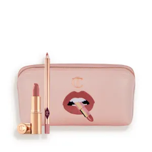 Charlotte Tilbury Pillow Talk Lip Kit & Makeup Bag
