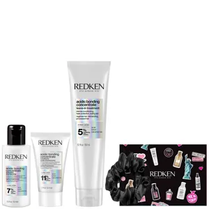 Redken Acidic Bonding Concentrate Leave-In Treatment, Shampoo, Conditioner And Satin Scrunchie Set