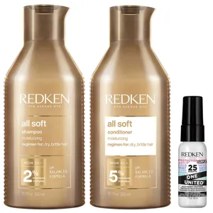 Redken All Soft Shampoo, Conditioner, And One United Mini