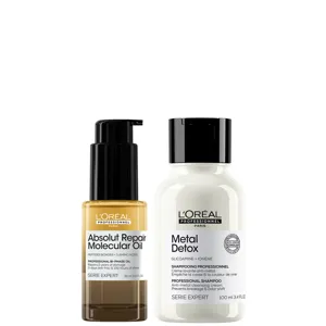 L'Oréal Professionnel Protect & Repair Set: Metal Detox Clarifying Shampoo & Absolut Repair Molecular Hair Oil