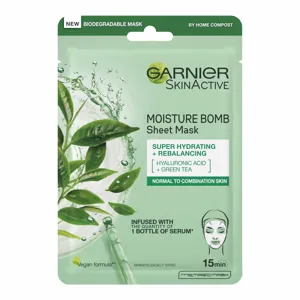 Garnier Moisture Bomb Grüner Tee Feuchtigkeitsspendende Gesichtstuchmaske