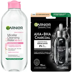Garnier Micellar Water Sensitive Skin And Hydrating Face Sheet Mask For Enlarged Pores Kit Exclusive