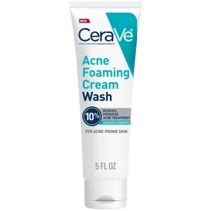 CeraVe Acne Foaming Cream Wash With 10% Benzoyl Peroxide For Face And Body