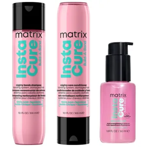 Matrix X Katseye - Megan'S Go To: Instacure Build-A-Bond Mighty Bonds Anti-Breakage Shampoo, Conditioner, And Oil